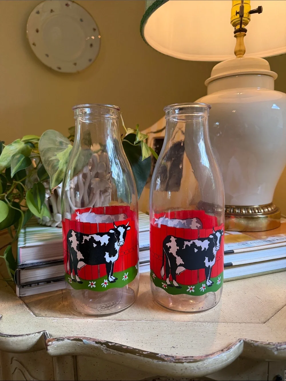 Vintage Le Parfait France Glass Milk Bottles. Pair of two .